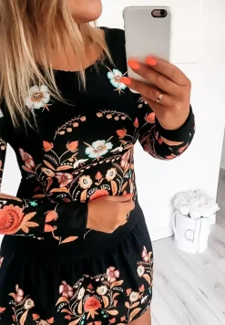 Wzorzysta Sukienka Mini Livia Czarna