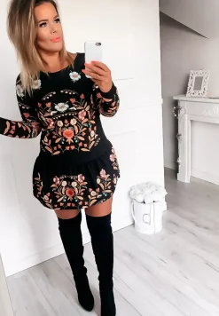 Wzorzysta Sukienka Mini Livia Czarna