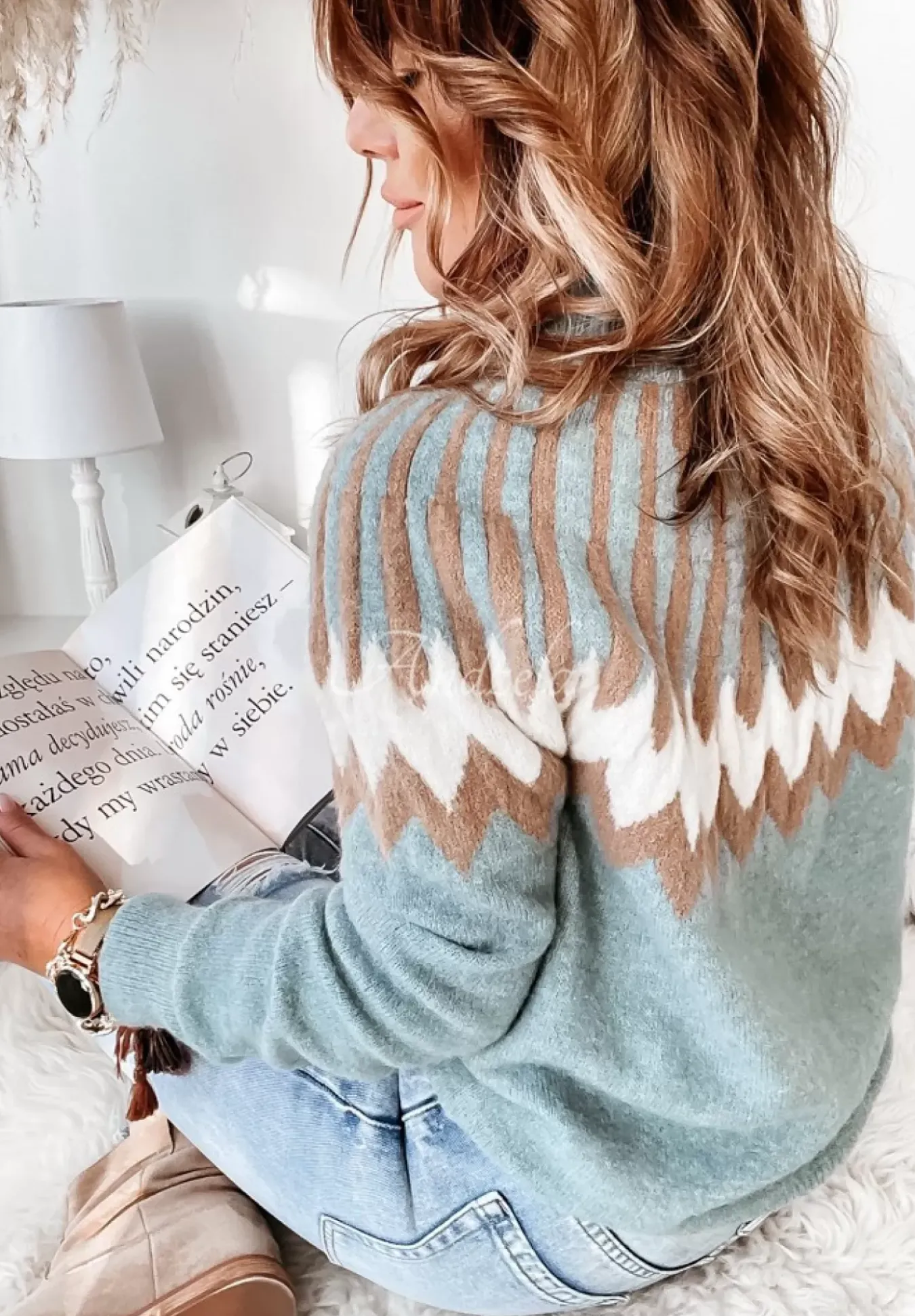 Wzorzysty Sweter Corta Jasnoniebieski