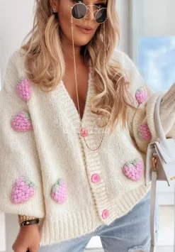Zapinany Kardigan Berry Lover Ecru